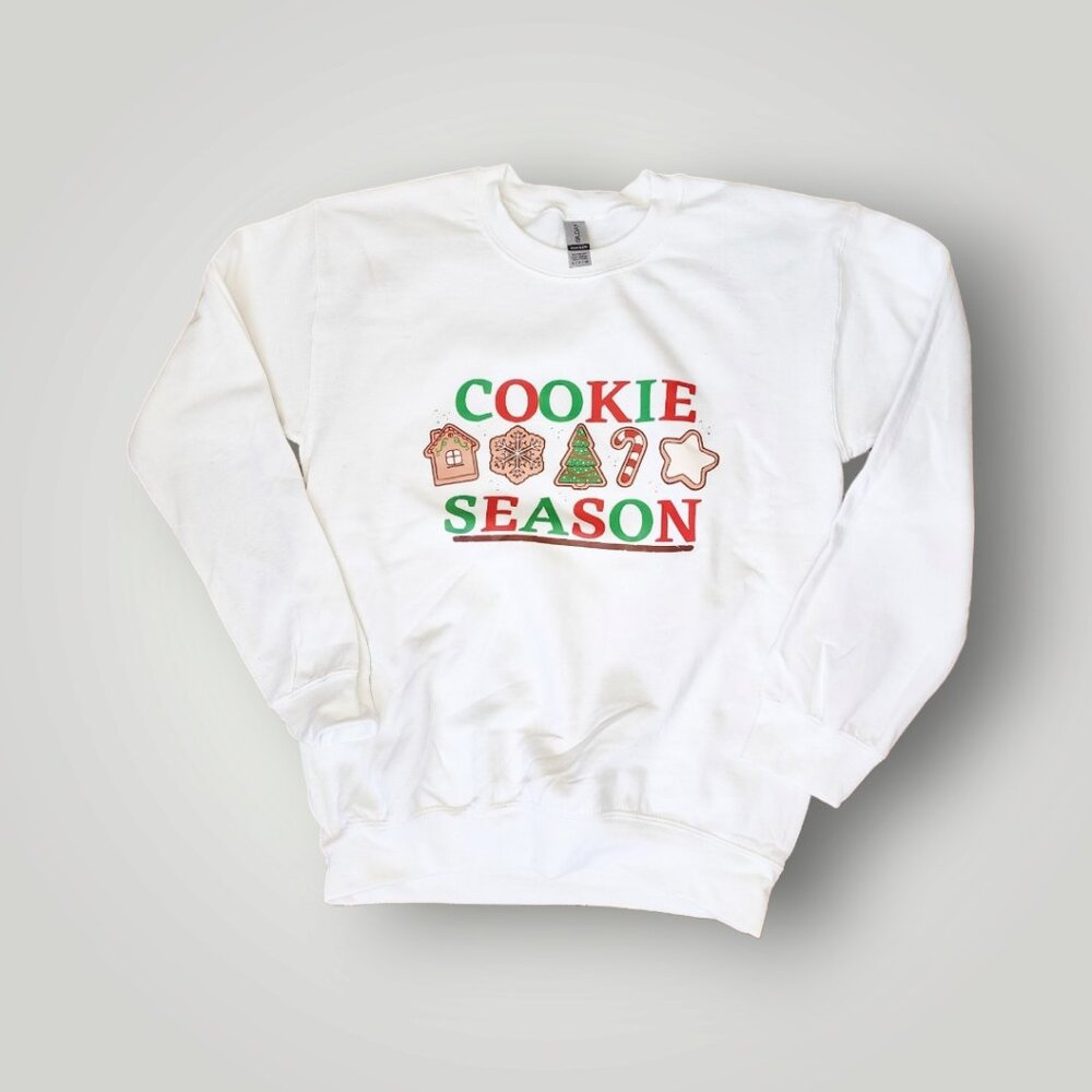 Adult Cookie Season White Fleece Sweatshirt, Size Small